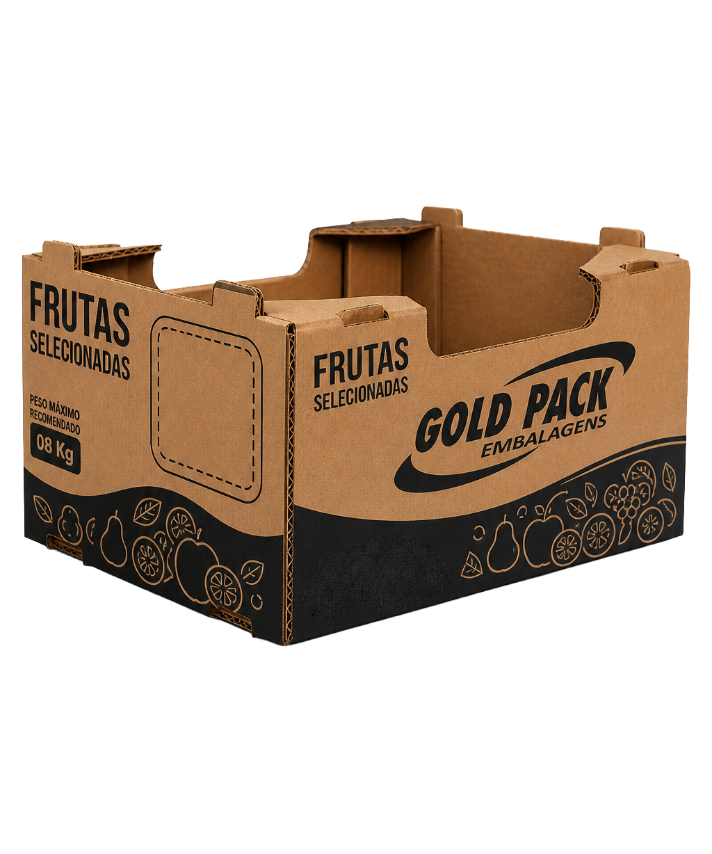 Bandeja de papelão ventilada para hortifrúti Gold Pack Embalagens